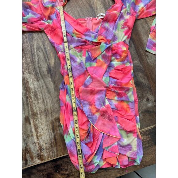 NWT Luxxel Pink Purple V-neckline Penelope Draped Mini Dress Size Large - Picture 8 of 12